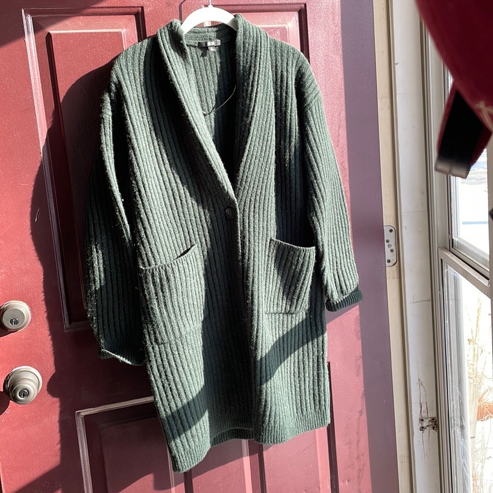 Forest Green Wool Coat Cardigan Academia Gnome Core
